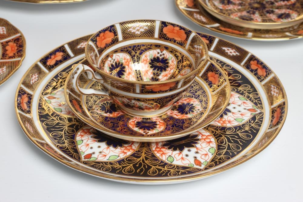 TWO ROYAL CROWN DERBY CHINA IMARI PATTERN TRIOS Image