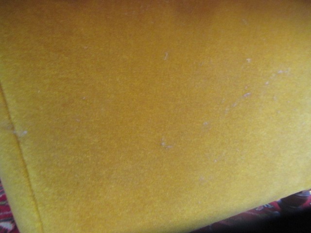 A VICTORIAN WALNUT FRAMED CHESTERFIELD DROP END SETTEE button upholstered in mustard yellow Image