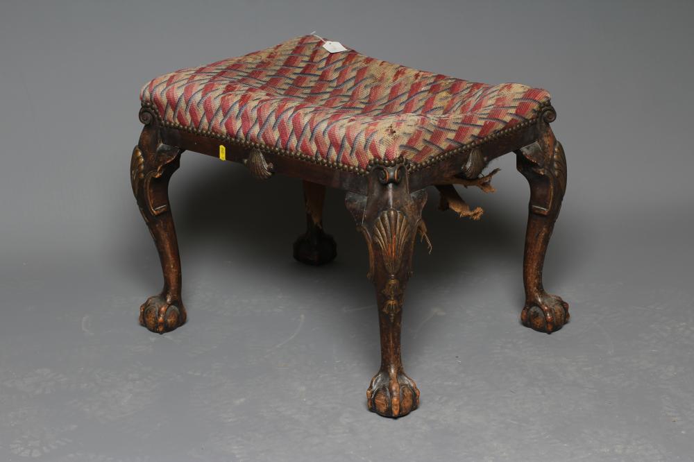 A MAHOGANY AND PARCEL GILT DRESSING STOOL of mid Georgian design Image