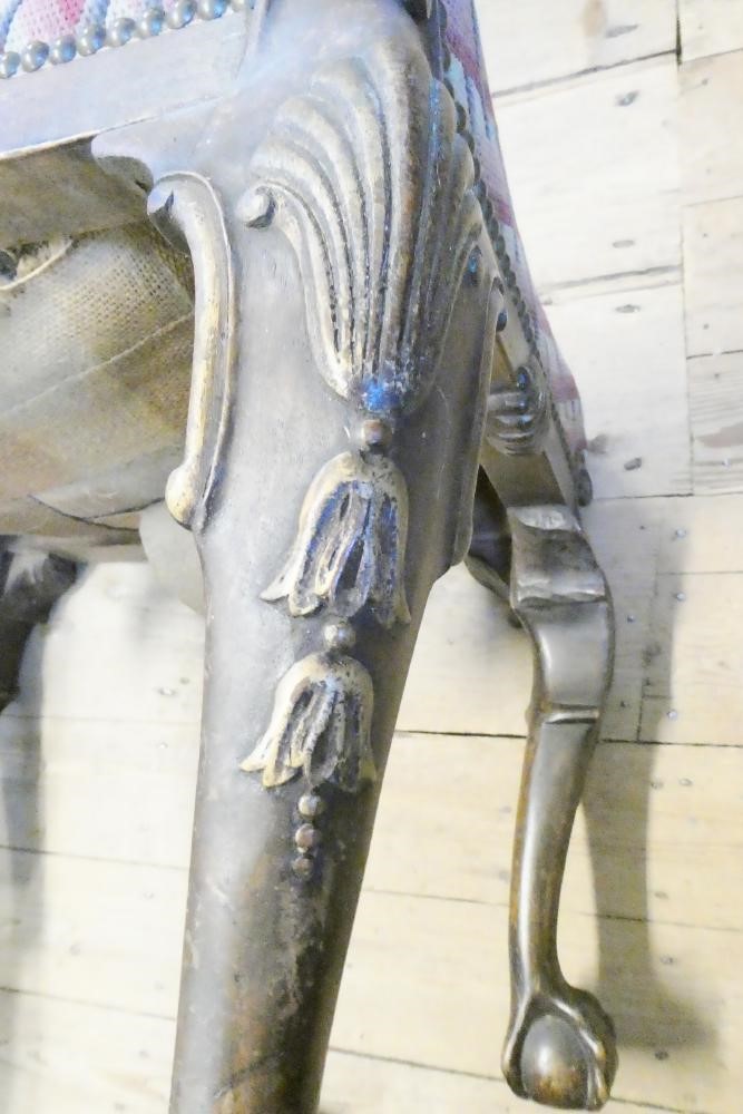 A MAHOGANY AND PARCEL GILT DRESSING STOOL of mid Georgian design Image