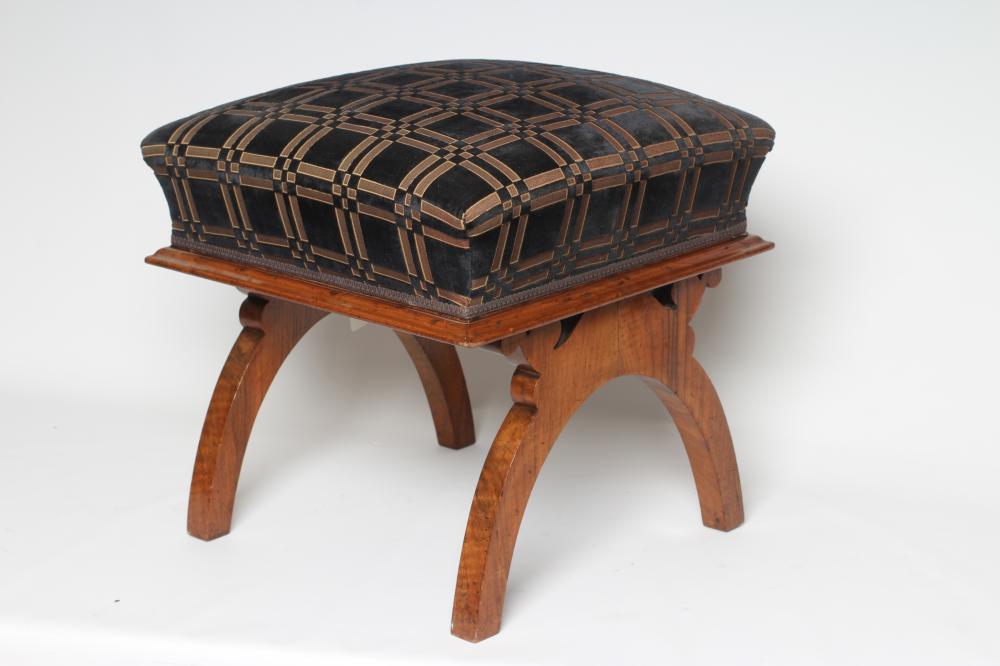 A VICTORIAN WALNUT DRESSING STOOL of square form Image
