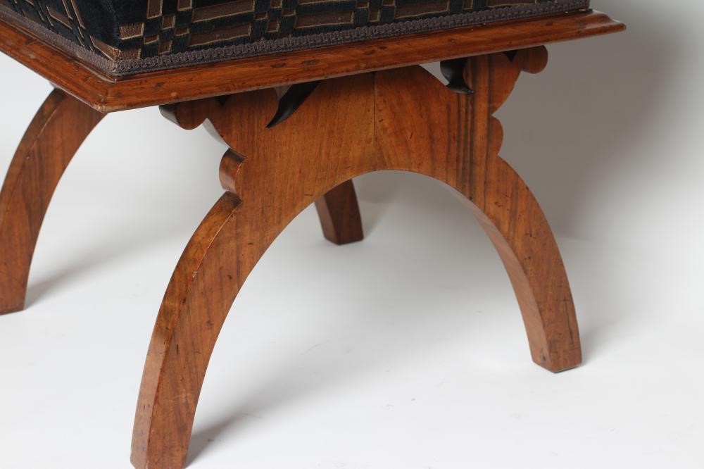 A VICTORIAN WALNUT DRESSING STOOL of square form Image