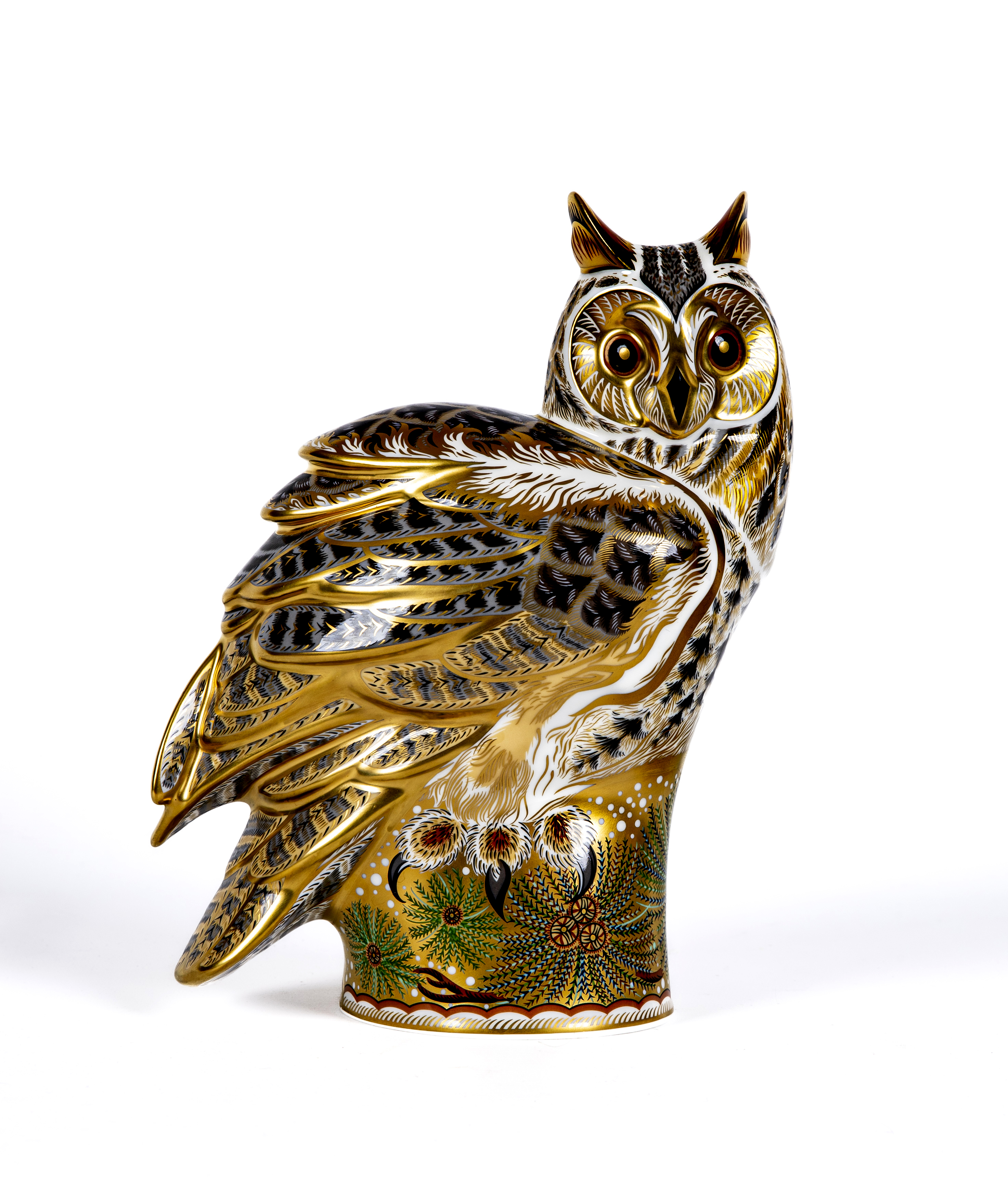 A ROYAL CROWN DERBY CHINA LONG EARED OWL LARGE "PAPERWEIGHT" Image