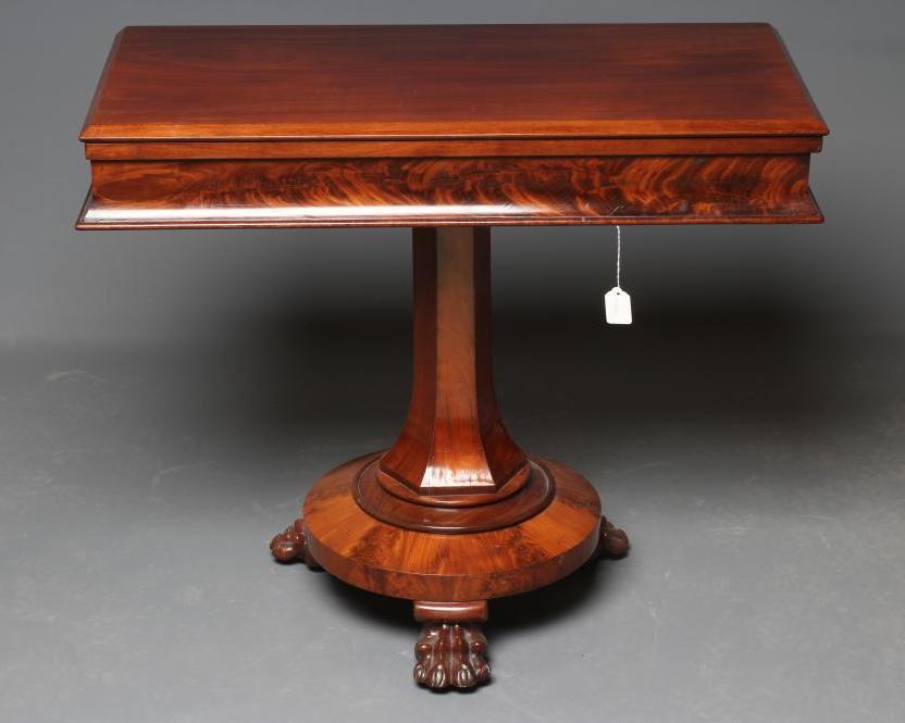 A VICTORIAN MAHOGANY FOLDING TEA TABLE Image