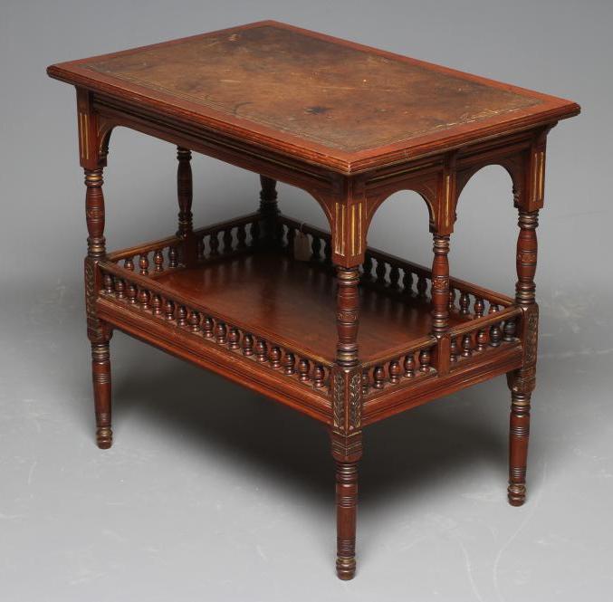 A GILLOWS AESTHETIC WALNUT AND PARCEL GILT OCCASIONAL TABLE Image