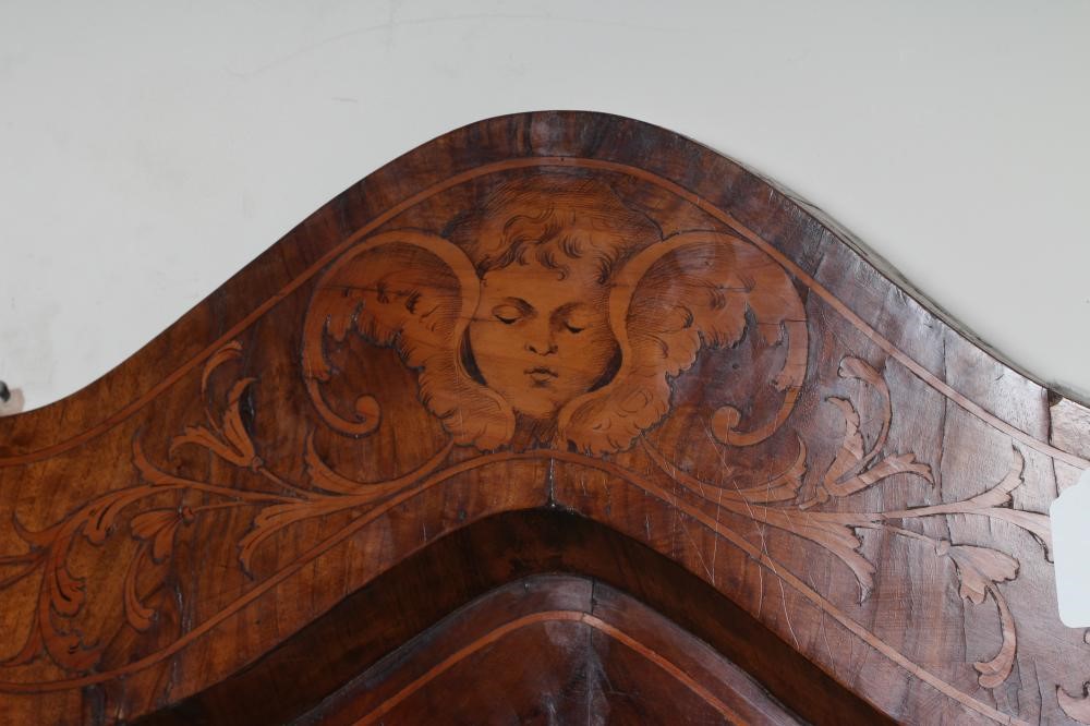 A DUTCH WALNUT AND FLORAL MARQUETRY SINGLE BEDSTEAD Image