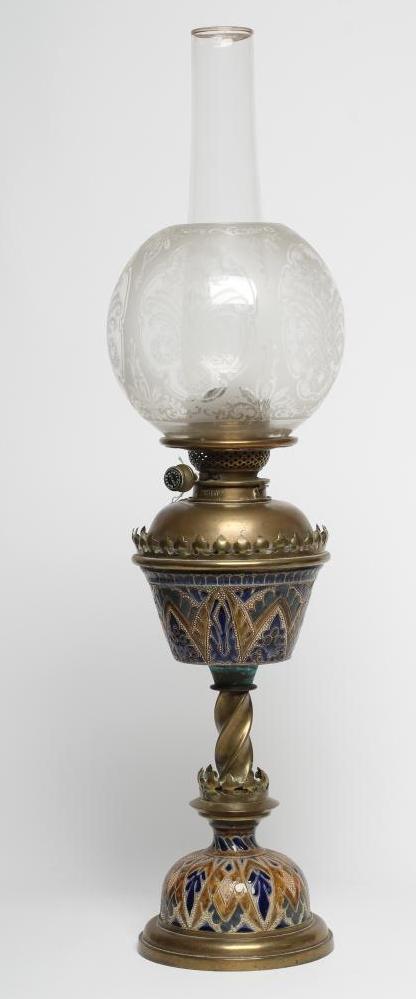 A LATE VICTORIAN DOULTON LAMBETH STONEWARE OIL LAMP BASE Image
