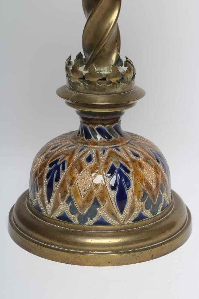 A LATE VICTORIAN DOULTON LAMBETH STONEWARE OIL LAMP BASE Image