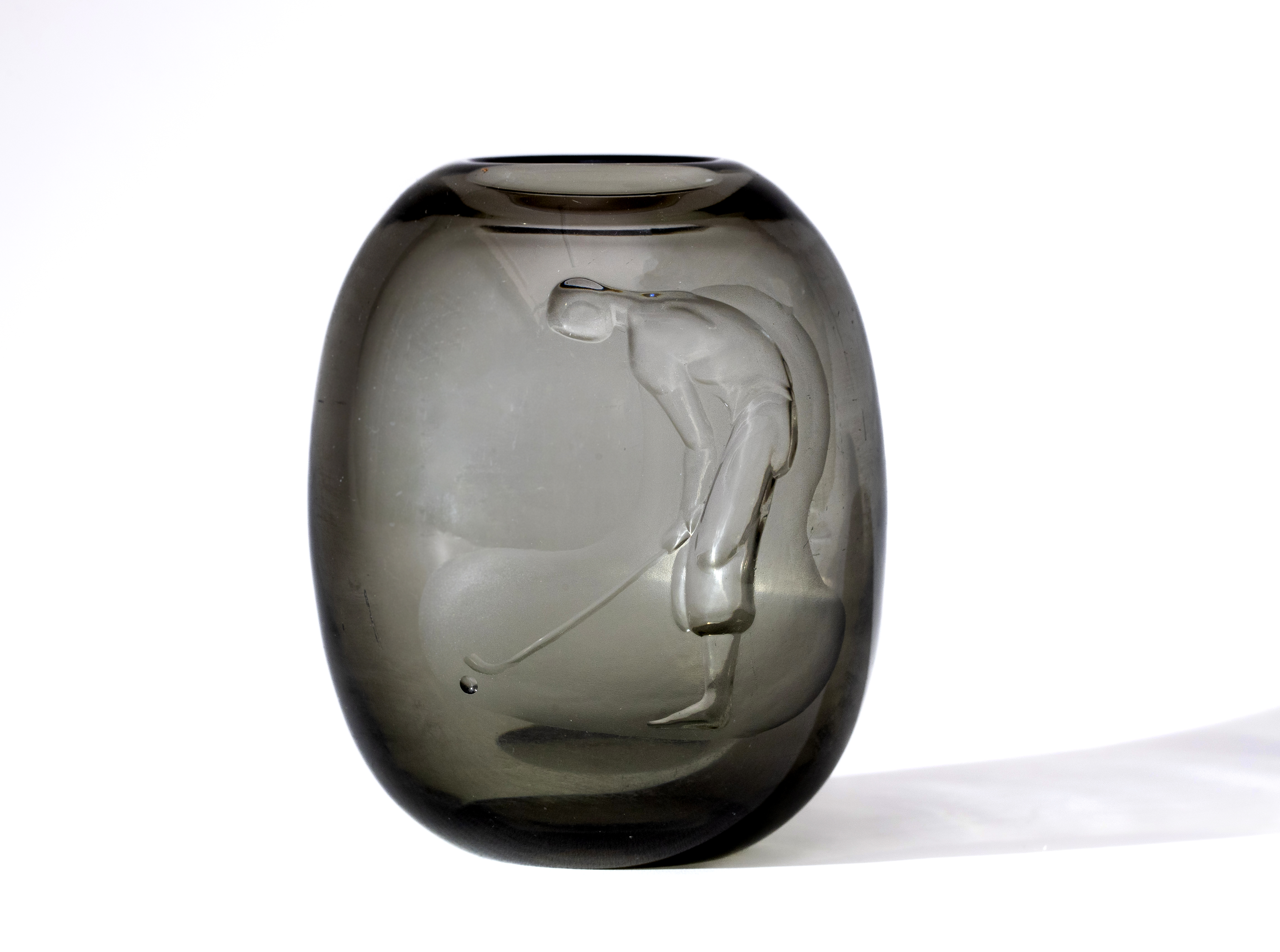 AN ORREFORS SMOKY GLASS VASE Image