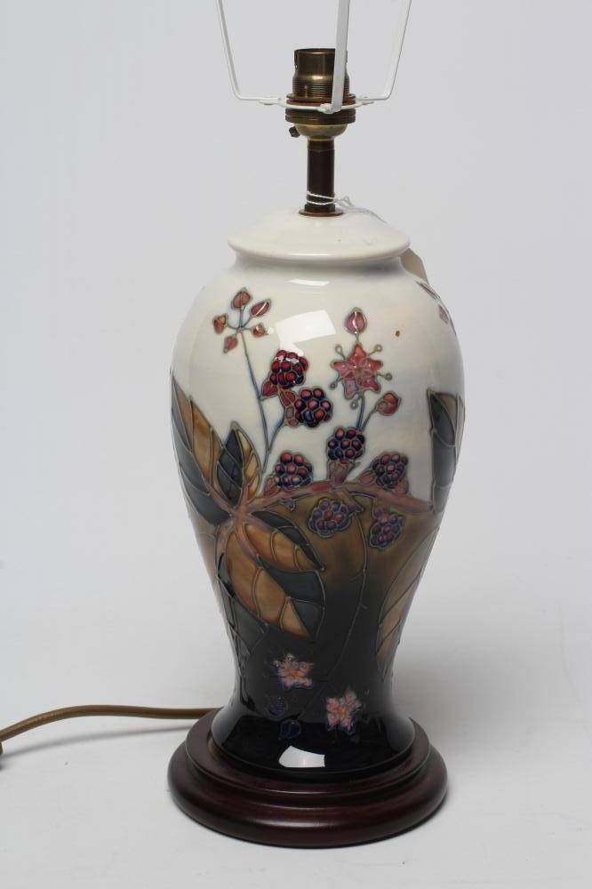 A MOORCROFT POTTERY BRAMBLE PATTERN ELECTRIC TABLE LAMP BASE Image