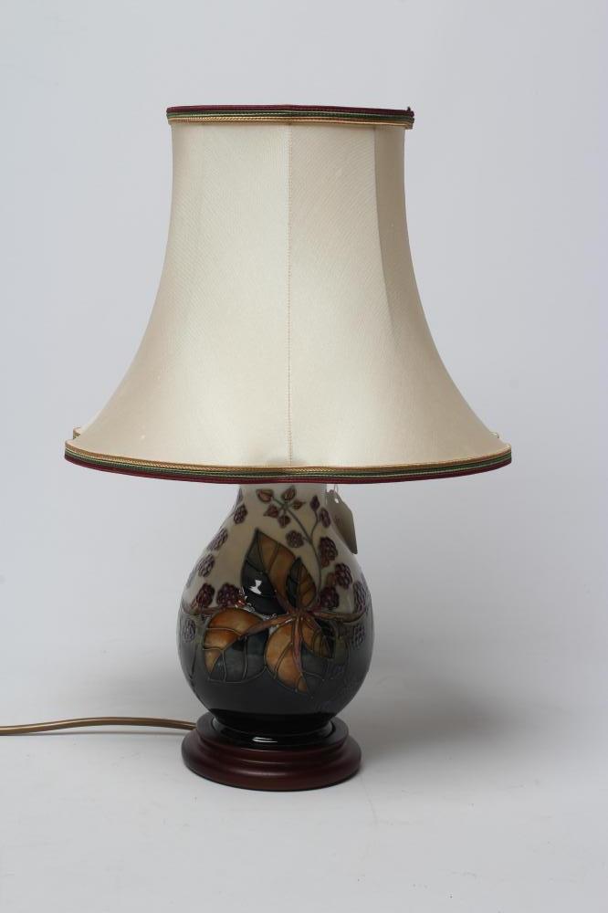 A MOORCROFT POTTERY BRAMBLE PATTERN ELECTRIC TABLE LAMP BASE Image