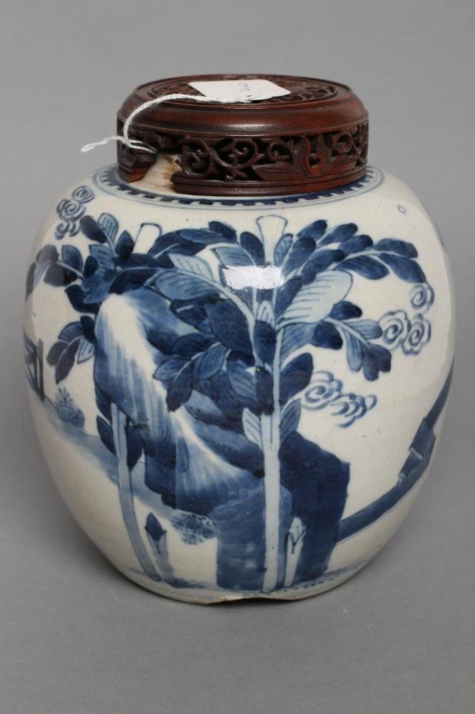 A CHINESE PORCELAIN JAR of rounded cylindrical form Image