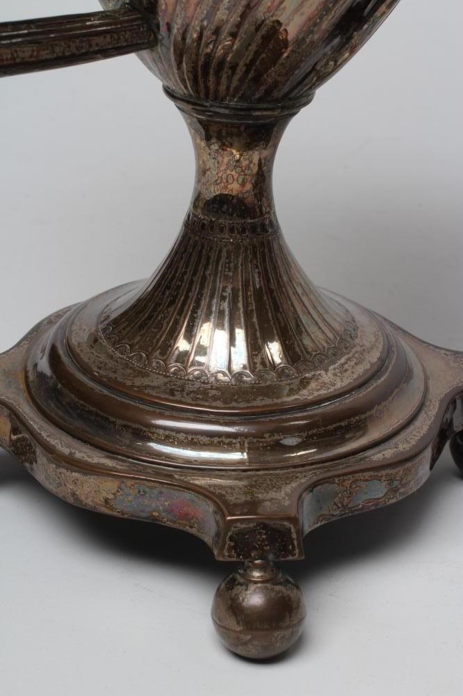 A REGENCY PLATED ON COPPER TEA URN with swept lift-off cover Image