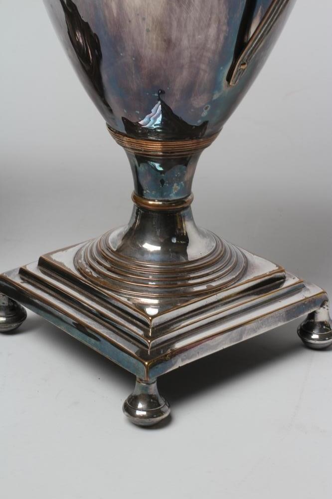 A REGENCY PLATED ON COPPER TEA URN with swept lift-off cover Image