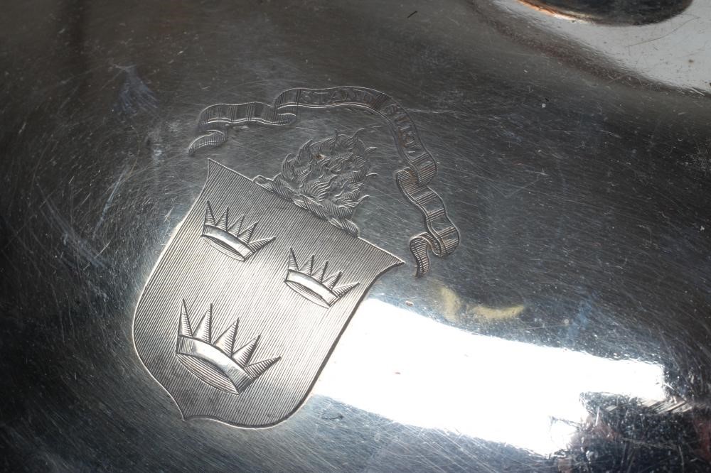 AN OLD SHEFFIELD PLATE TWO HANDLED ENTREE DISH Image