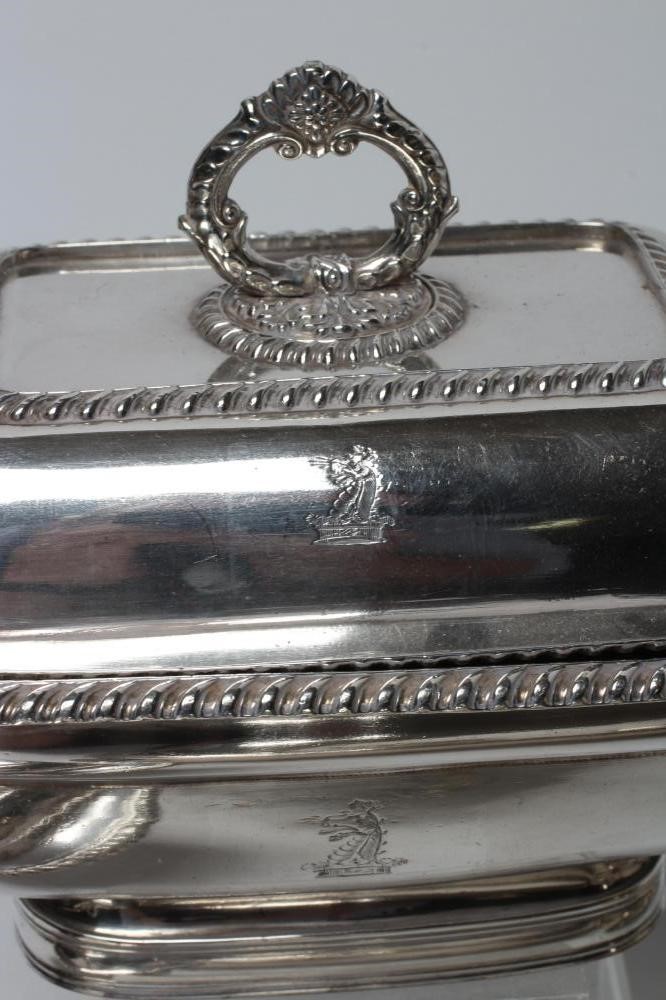 An old sheffield plate two handled entree dish Hartleys Auctioneers