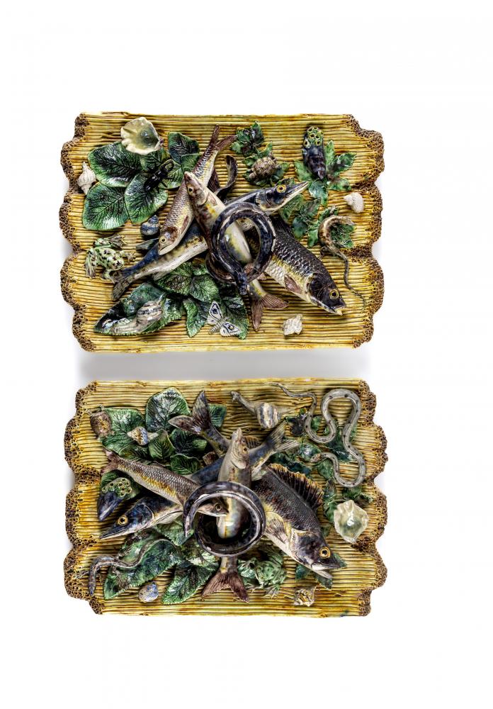 A PAIR OF PALISSY STYLE MAJOLICA PLAQUES Image