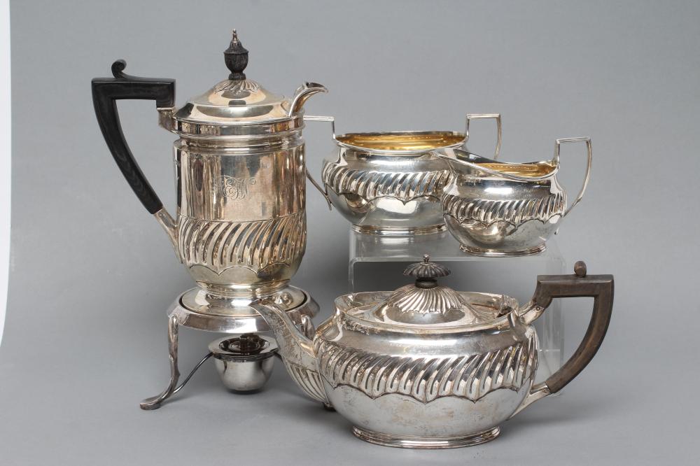 A LATE VICTORIAN SILVER FOUR PIECE TEA SERVICE Image