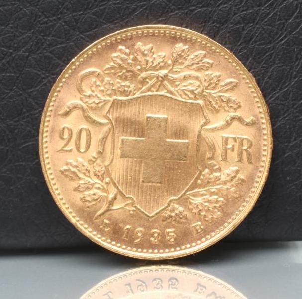 A SWISS GOLD 20F COIN Image