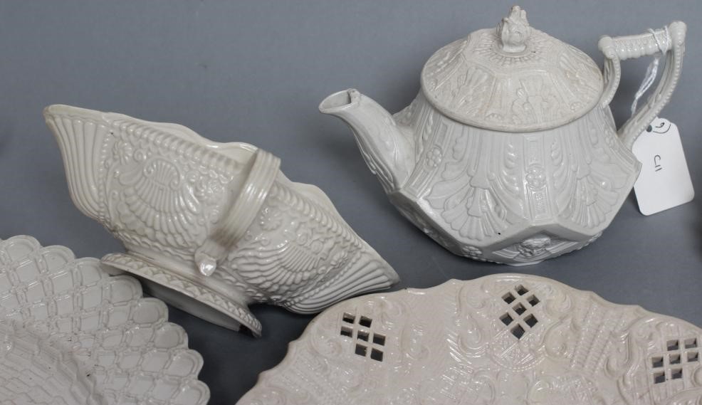 A COLLECTION OF STAFFORDSHIRE WHITE SALTGLAZE STONEWARE Image