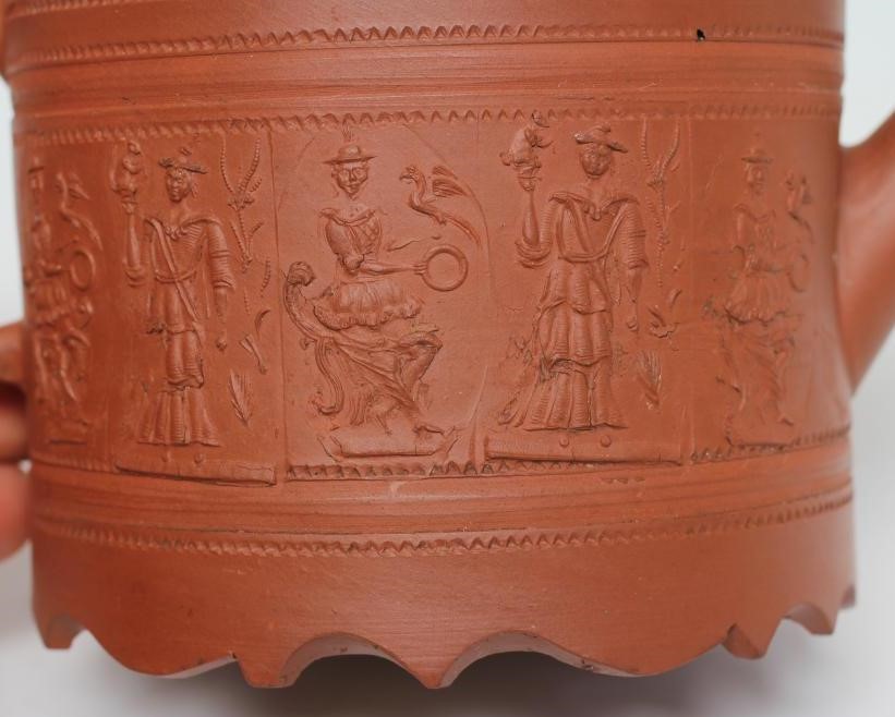 AN ENGLISH REDWARE TEAPOT AND COVER Image