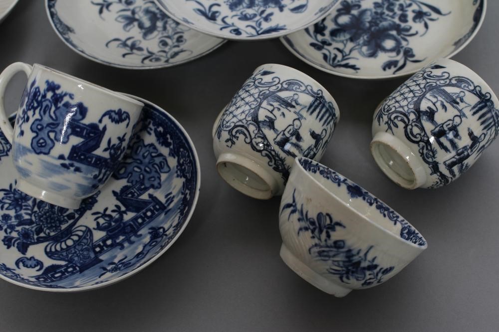 A COLLECTION OF FIRST PERIOD WORCESTER BLUE AND WHITE PORCELAIN Image