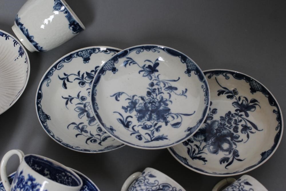 A COLLECTION OF FIRST PERIOD WORCESTER BLUE AND WHITE PORCELAIN Image