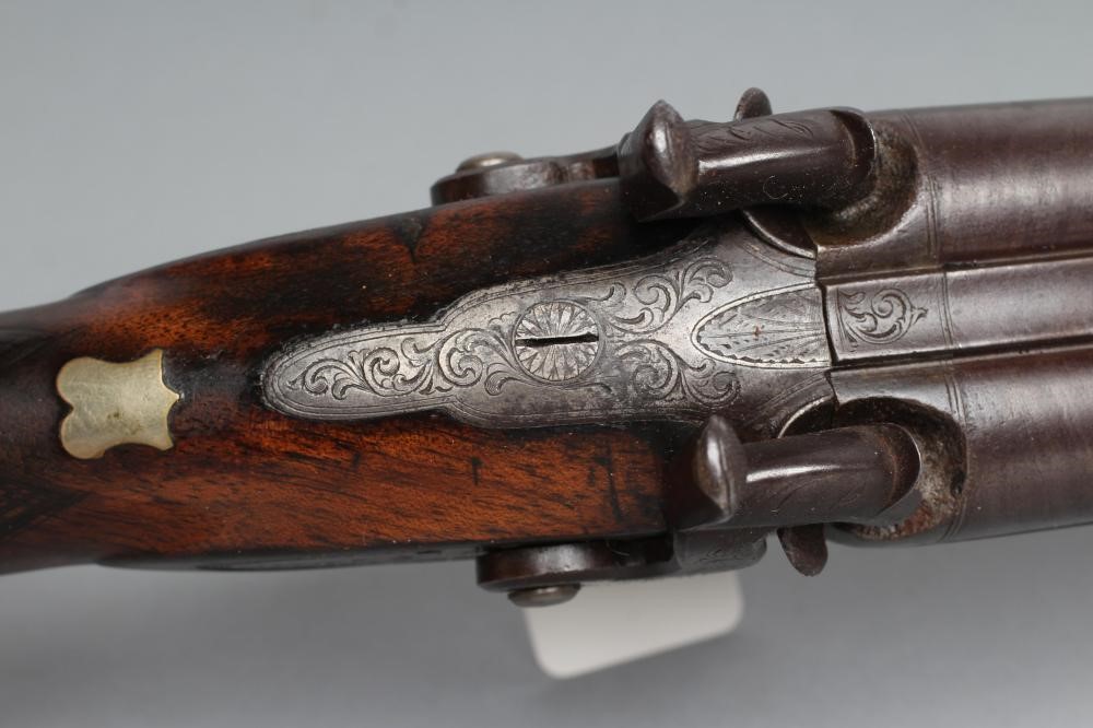 A T & W HARRISON OF CARLISLE 12 BORE PERCUSSION DOUBLE BARRELLED SHOTGUN Image