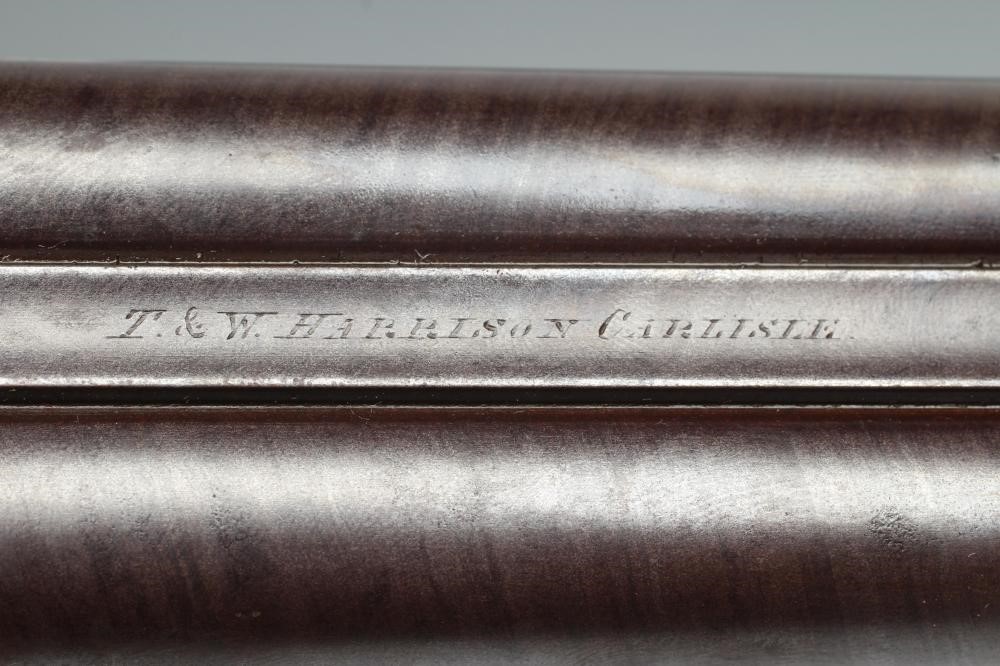 A T & W HARRISON OF CARLISLE 12 BORE PERCUSSION DOUBLE BARRELLED SHOTGUN Image