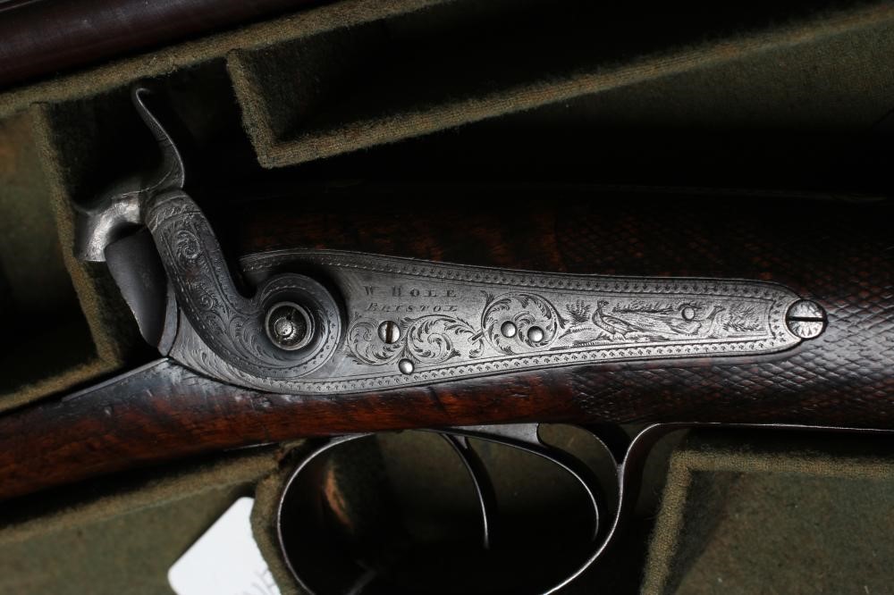 A WILLIAM HOLE OF BRISTOL 16 BORE PERCUSSION SHOTGUN Image