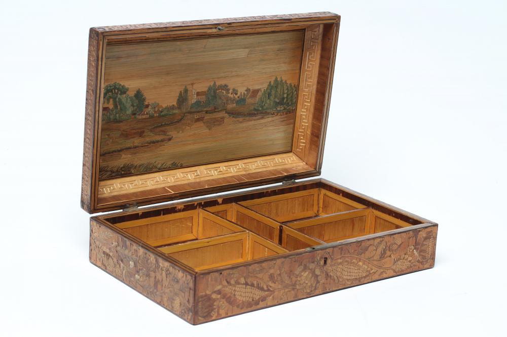 A NAPOLEONIC PRISONER OF WAR STRAW WORK BOX of plain oblong form Image