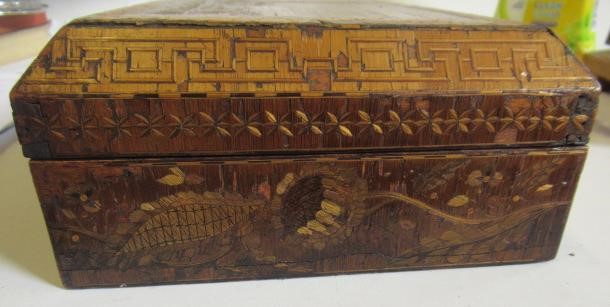 A NAPOLEONIC PRISONER OF WAR STRAW WORK BOX of plain oblong form Image