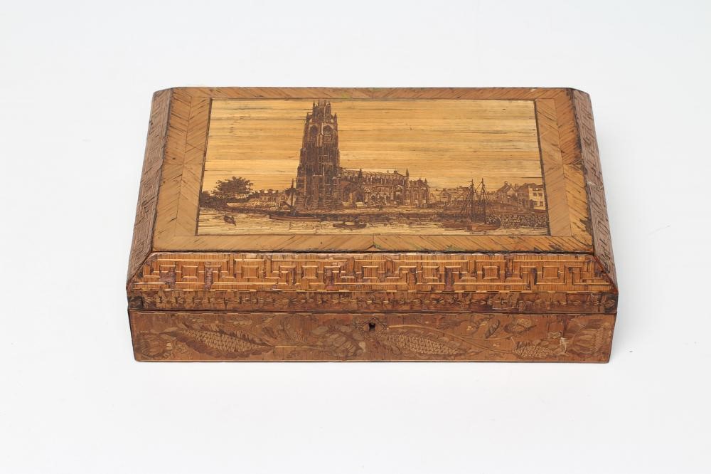 A NAPOLEONIC PRISONER OF WAR STRAW WORK BOX of plain oblong form Image