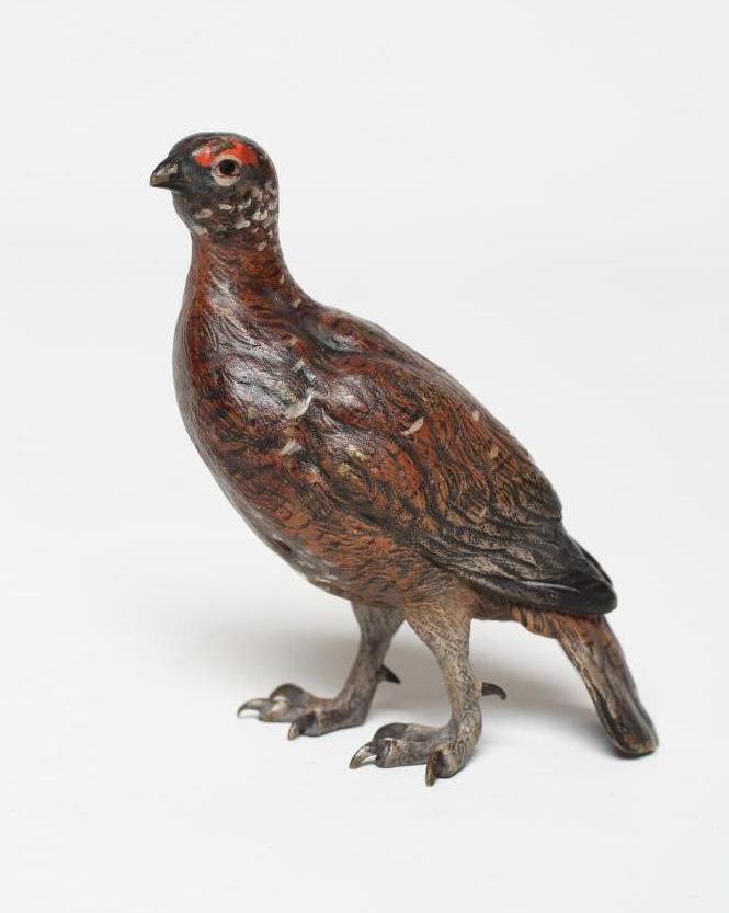 A COLD PAINTED BRONZE FIGURE OF A GROUSE Image