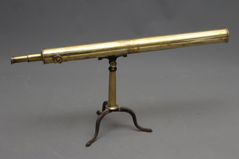 A THREE INCH BRASS LIBRARY TELESCOPE Image