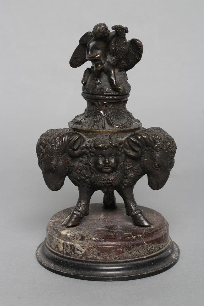 A FRENCH BRONZE INKWELL Image