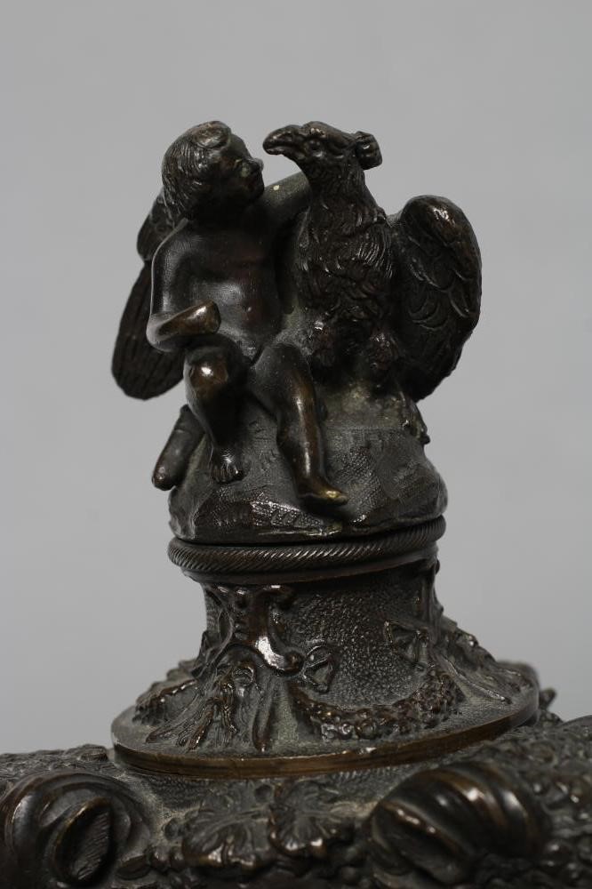 A FRENCH BRONZE INKWELL Image
