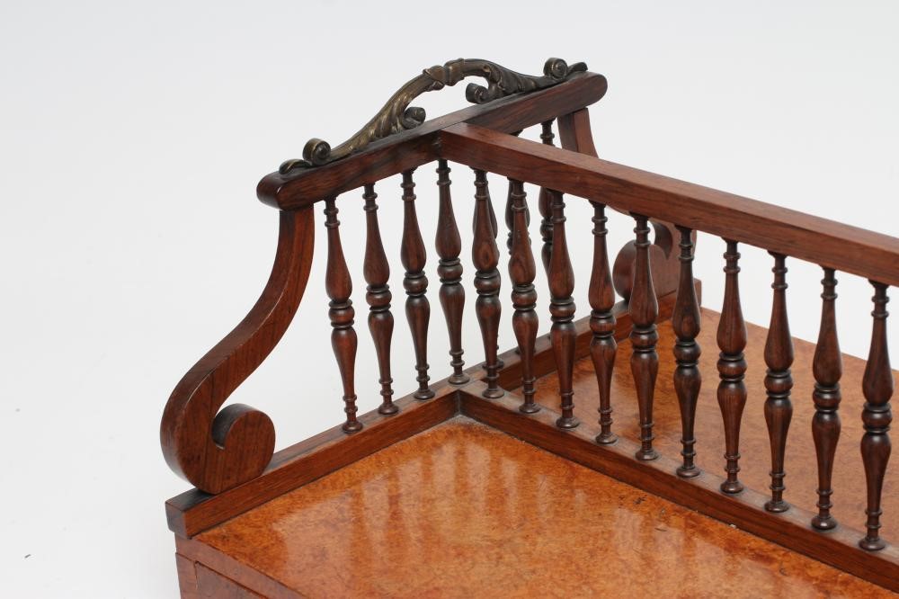 A REGENCY ROSEWOOD AND BURR WALNUT BOOK CARRIER in the manner of Gillow Image
