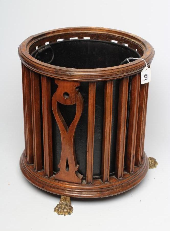 A MAHOGANY WASTE PAPER BASKET Image