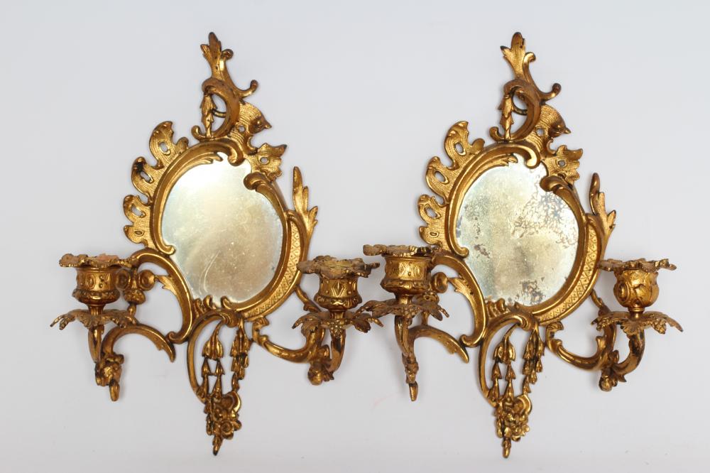 A PAIR OF ROCOCO STYLE GILT METAL GIRONDOLES Image