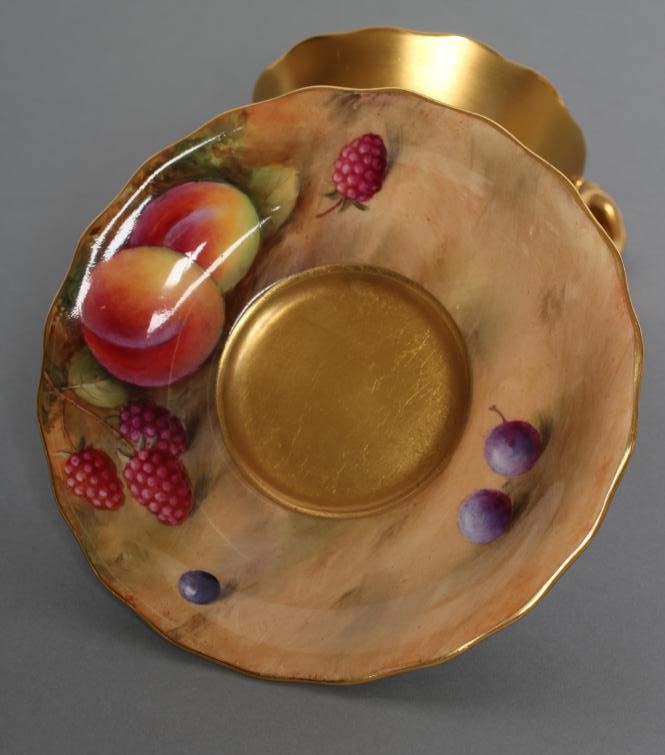 A ROYAL WORCESTER CHINA CABINET CUP AND SAUCER Image