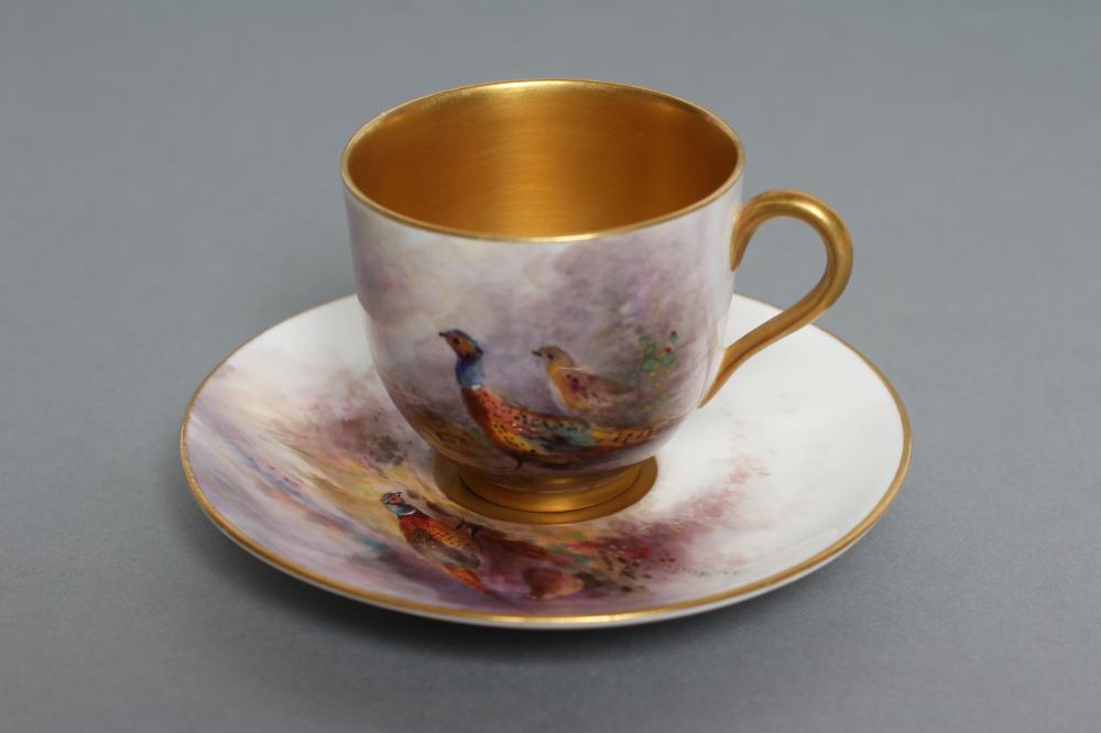 A ROYAL WORCESTER CHINA CABINET CUP AND SAUCER Image