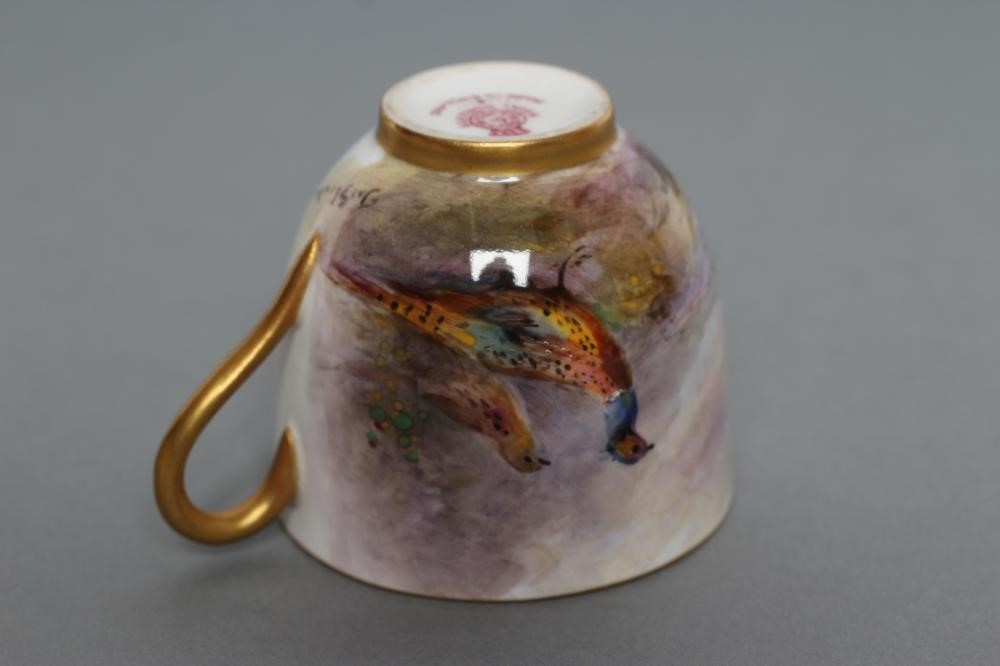 A ROYAL WORCESTER CHINA CABINET CUP AND SAUCER Image