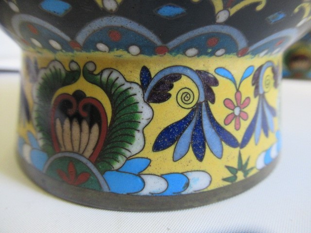 A PAIR OF CHINESE CLOISONNE ENAMEL VASES of baluster form Image