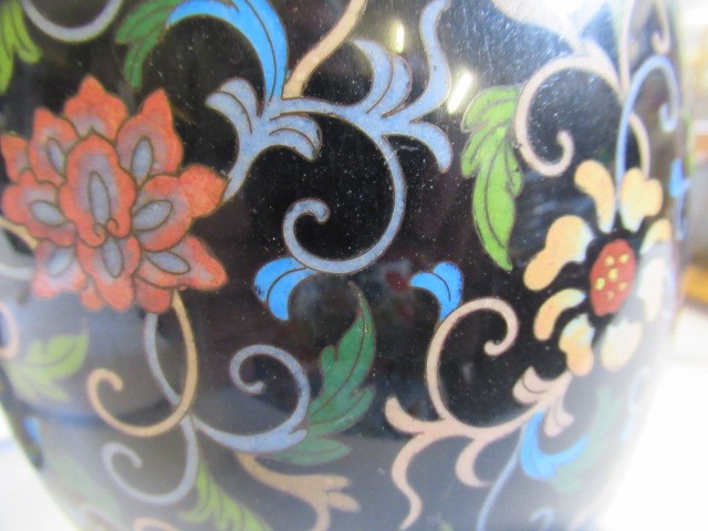 A PAIR OF CHINESE CLOISONNE ENAMEL VASES of baluster form Image