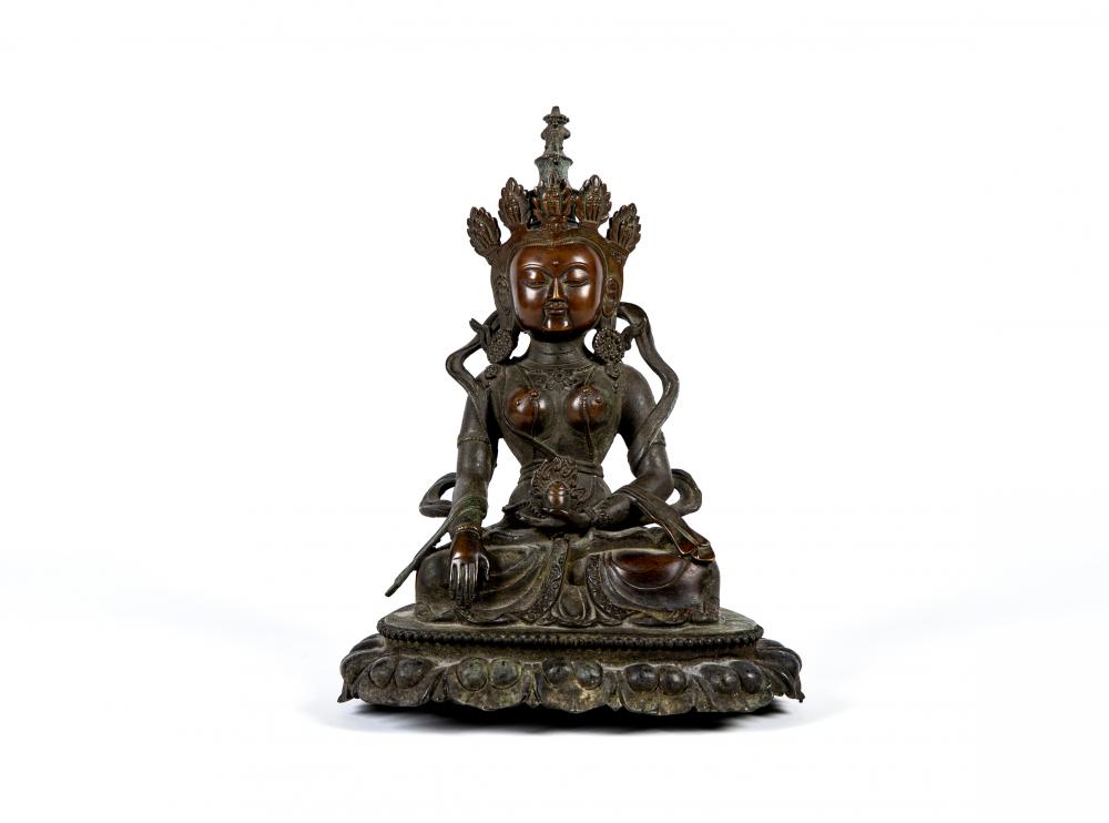A SINO TIBETAN CAST BRONZE FEMALE DEITY Image