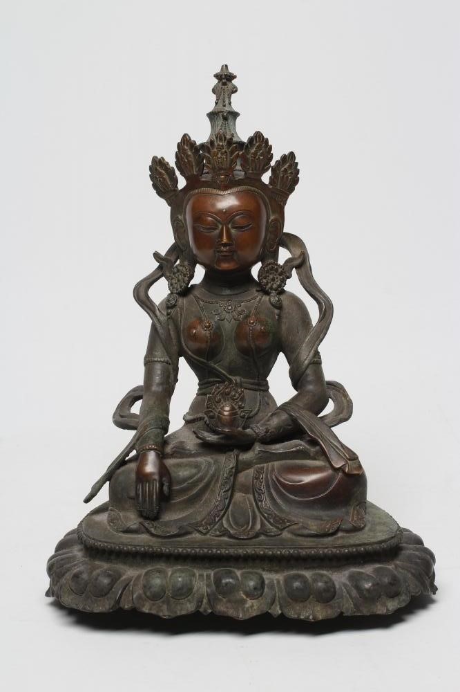 A SINO TIBETAN CAST BRONZE FEMALE DEITY Image
