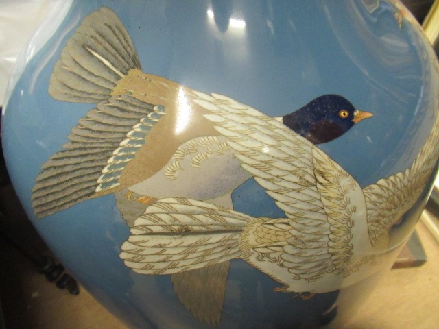 A LARGE AND IMPRESSIVE PAIR OF JAPANESE CLOISONNE ENAMEL VASES Image