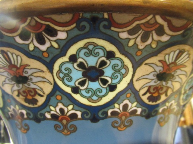 A LARGE AND IMPRESSIVE PAIR OF JAPANESE CLOISONNE ENAMEL VASES Image