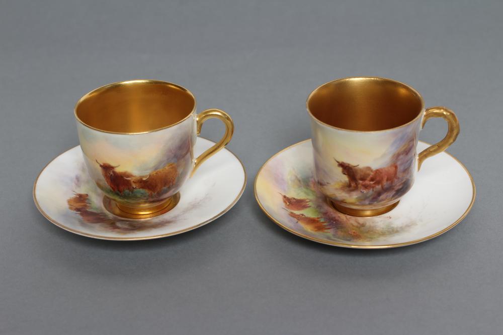 A ROYAL WORCESTER CHINA CABINET CUP AND SAUCER Image